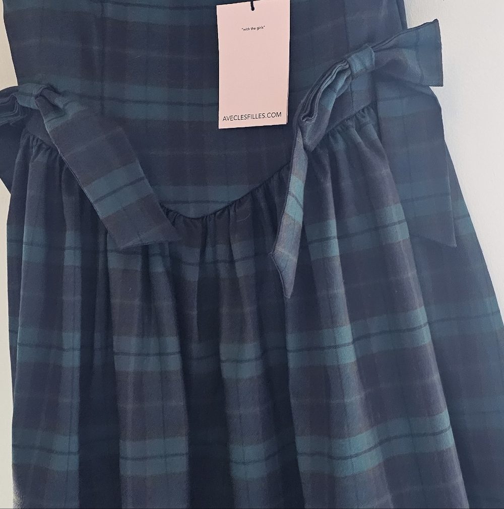 NWT Avec Les Filles Plaid Bow Fit & Flare Mini Dress Size 8 - Picture 5 of 10